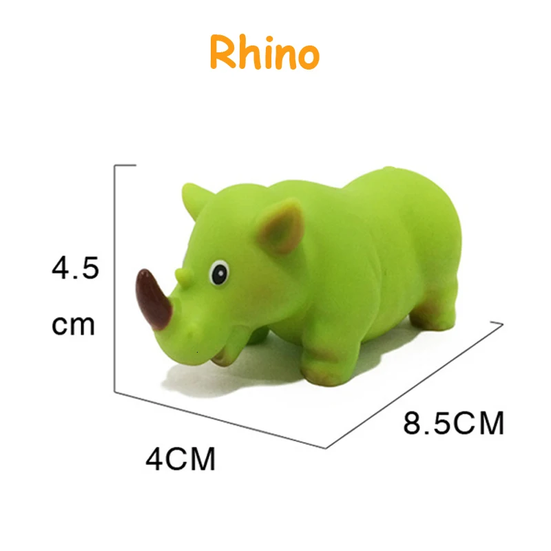 rhino 1 шт. детские игрушки для ванной мягкие резиновые утки сжимаемые звук поплавок животные ванная комната игрушки для плавания для детей мальчиков и девочек - Цвет: rhino