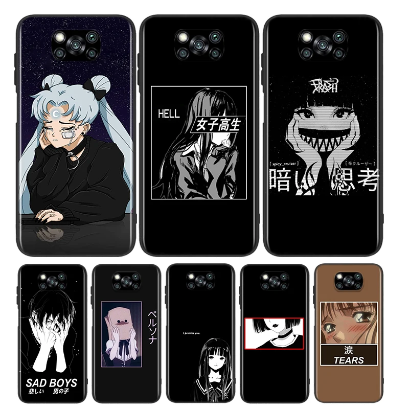 

Sad Japanese Anime Aesthetic For Xiaomi Poco X3 NFC M2 X2 F2 C3 M3 Pocophone F1 Pro Mi Play Mix 3 A2 A1 6 5 lite Phone Case