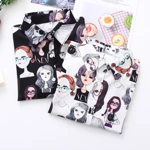 Женская Офисная рубашка с длинным рукавом и отложным воротником, Свободная Повседневная Блузка с красивым принтом, весна-осень 2021