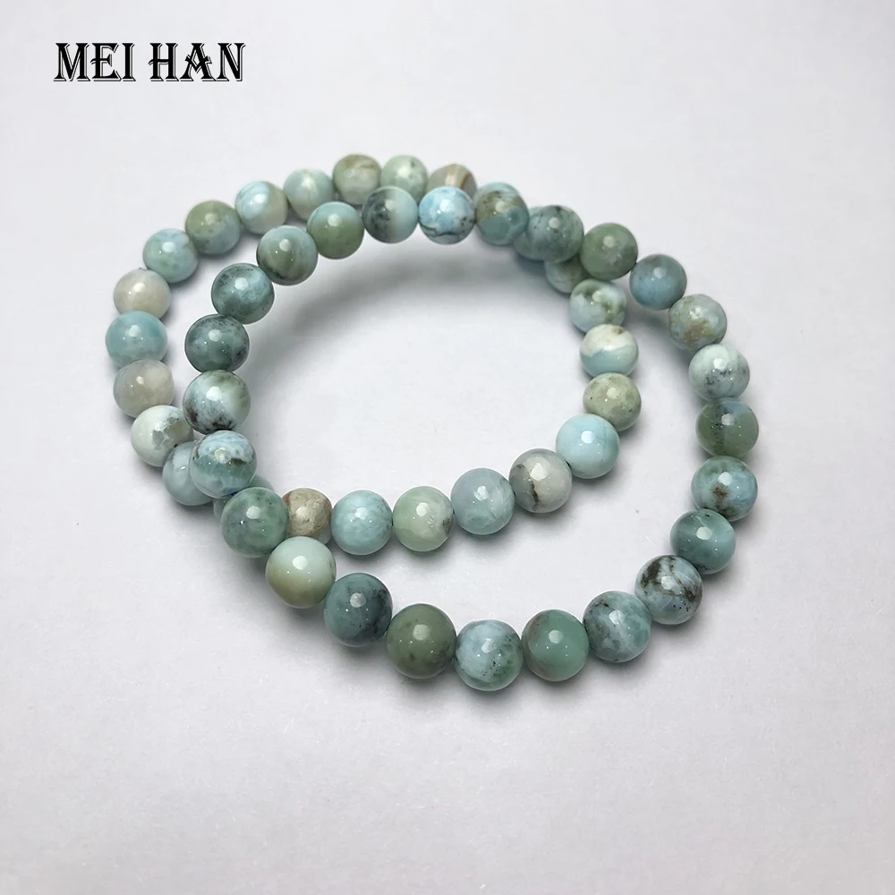 Meihan натуральная редкая Доминика Ларимар 7 5-8 мм (1 браслет/комплект) Гладкие