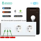 BSEED настенный светильник Настенные переключатели стекло Панель Wi-Fi с регулируемой яркостью переключатели Google Alexa умная двойная розетки Мощность розетки сенсорный Экран переключатель