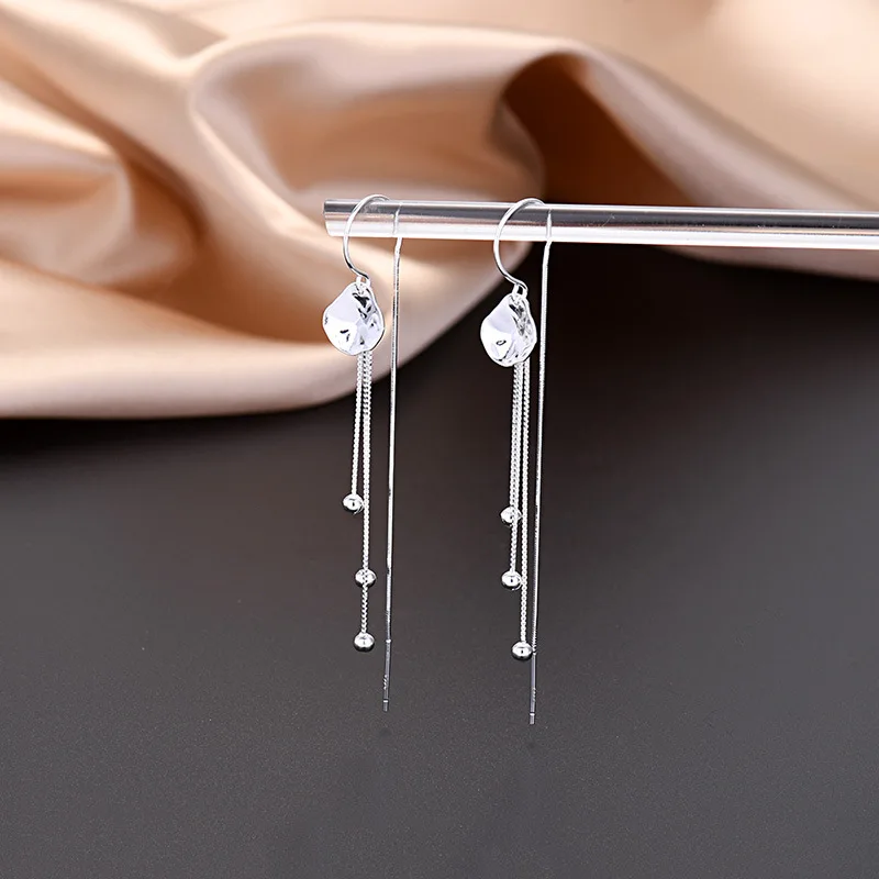 

Новинка 2021, длинные серьги в виде ракушки, Яркие модные универсальные серьги из стерлингового серебра пробы