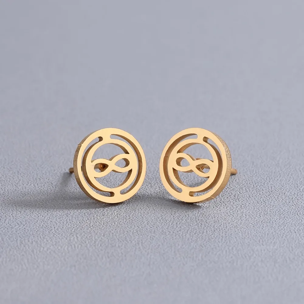 QIMING из нержавеющей стали со знаком бесконечности серьги-гвоздики в форме простые