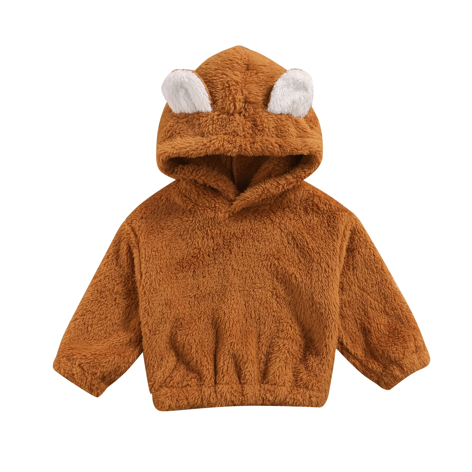 

Одежда для маленьких девочек и мальчиков, детская модная однотонная плюшевая толстовка, Повседневный свитер с круглым вырезом и длинным ру...