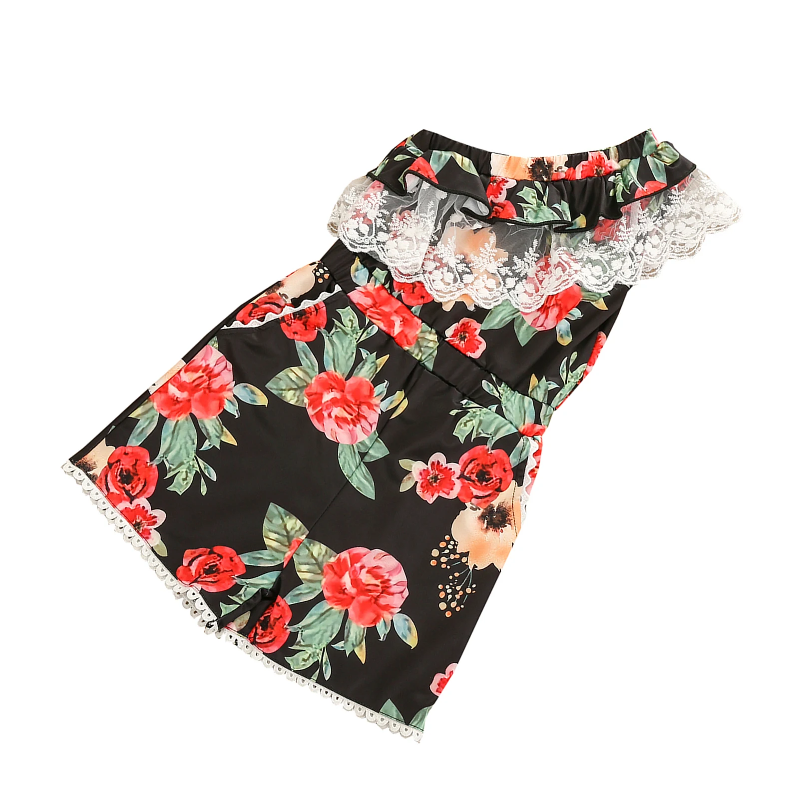 

1-6Y Fashion Girl Clothing Summer Toddler Kid Girl Clothes Floral Print One Shoulder Ruffle Jumpsuit Sleeveless Rompers