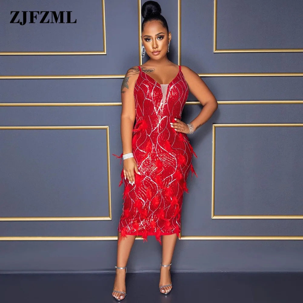

Elegant Sexy Sparkly Sequin Feather Bandage Dresses for Women Sexy Club Partywear Outfits Elegant Spaghetti Strap Split Vestidos