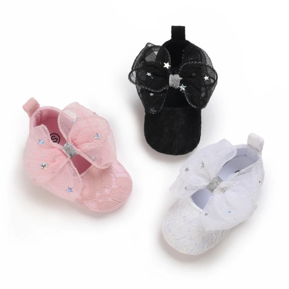 

Newborn Infant Baby Girl Shoes Bowknot Princess Soft Sole Cute Shoe Toddler Walking 0-18M Prewalkers First Walkers