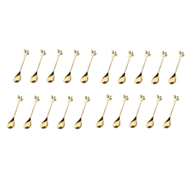 

20Pcs Stainless Steel Spoon Creative Branch Leaves Spoon Coffee Stirring Spoon Christmas Gift Kitchen Accessories