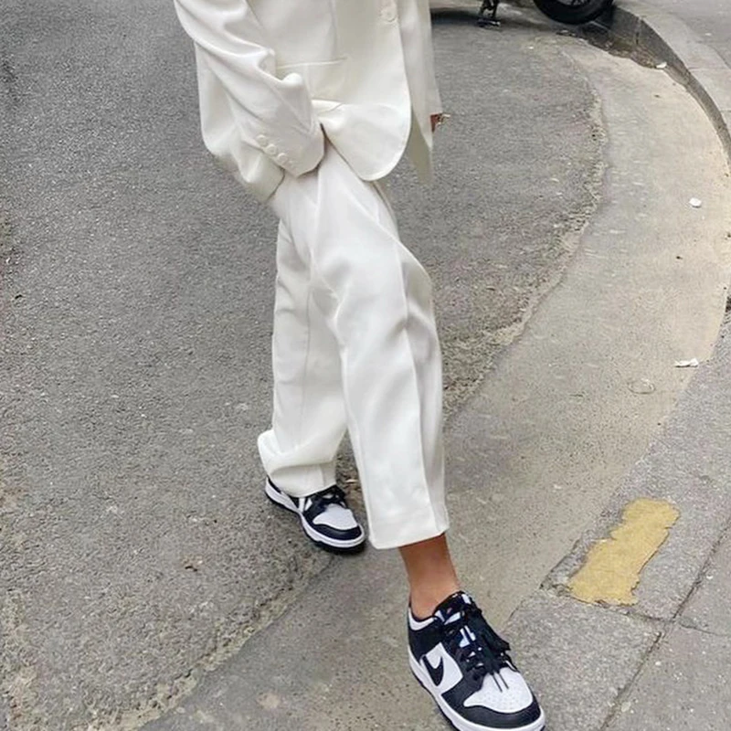 

Elegant White Office Lady Two Piece Matching Set Women Autumn High Street Pants and Long Sleeve Blazer Sets Uniform New Iamhotty