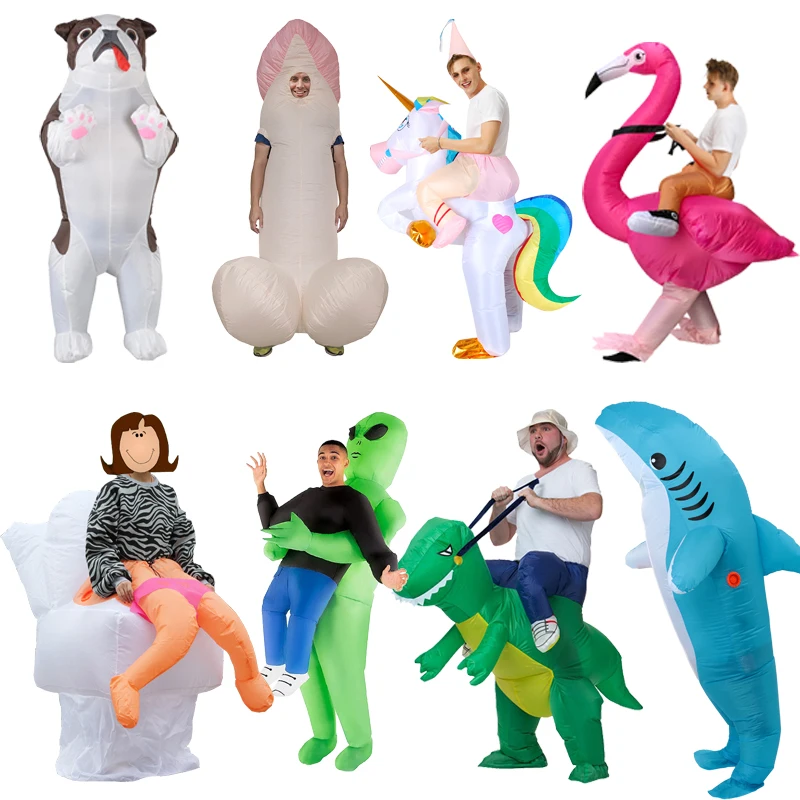 Alien Costume Adult Inflatable Dinosaur Costume Kids Alien Sumo Bear Halloween Christmas Party Cosplay Costumes Blow Up Dresses