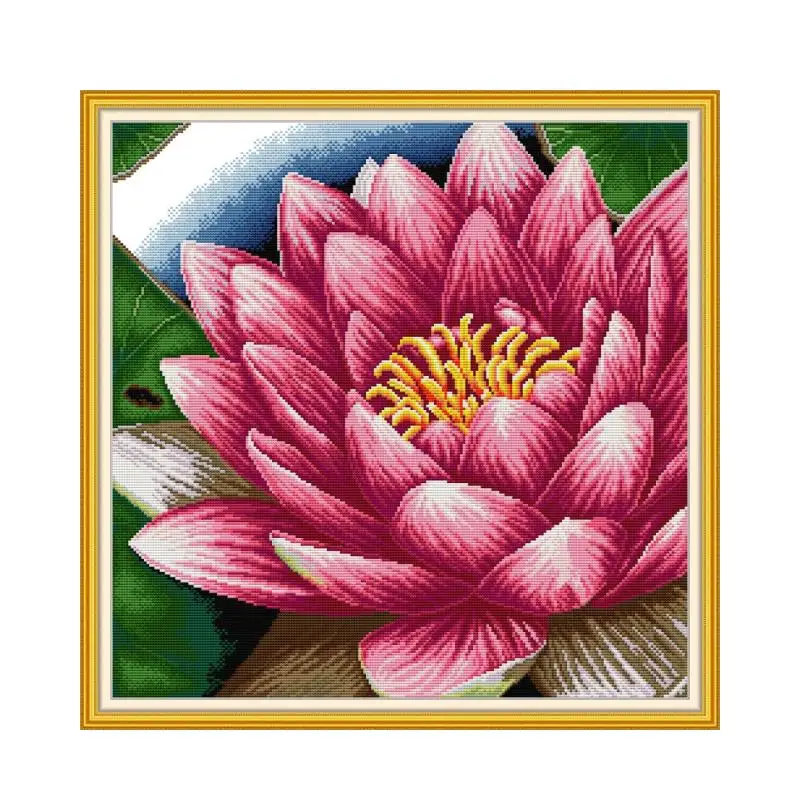 

H865 Lotus 1 cross stitch kit aida 14ct 11ct count printed canvas stitches embroidery DIY handmade needlework