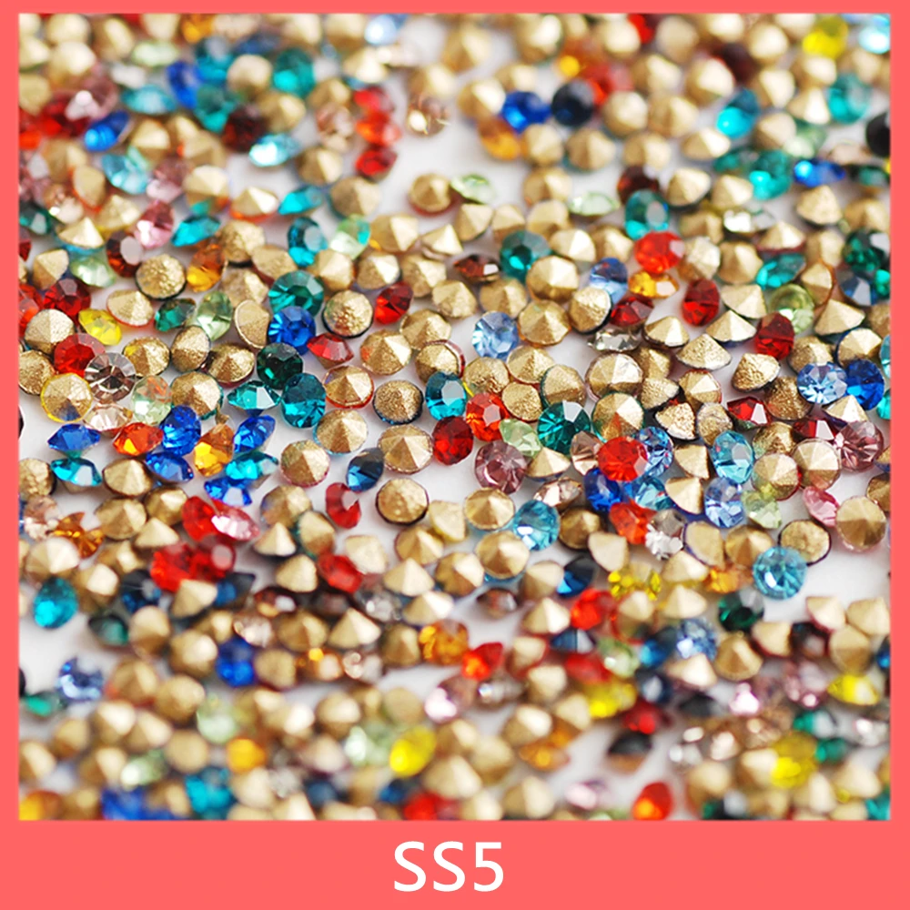 

1440Pcs ss5 Size 3D Nails Decoration Crystal Stone Glass Sharp Bottom Pointback Rhinestone For Nail Art Jewelry DIY