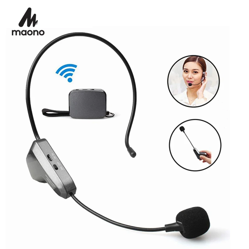 MAONO 2,4G беспроводной микрофон Hands Free Легкий головной убор Micofone Профессиональный Ручной вокальный микрофон для YouTube речевой микшер
