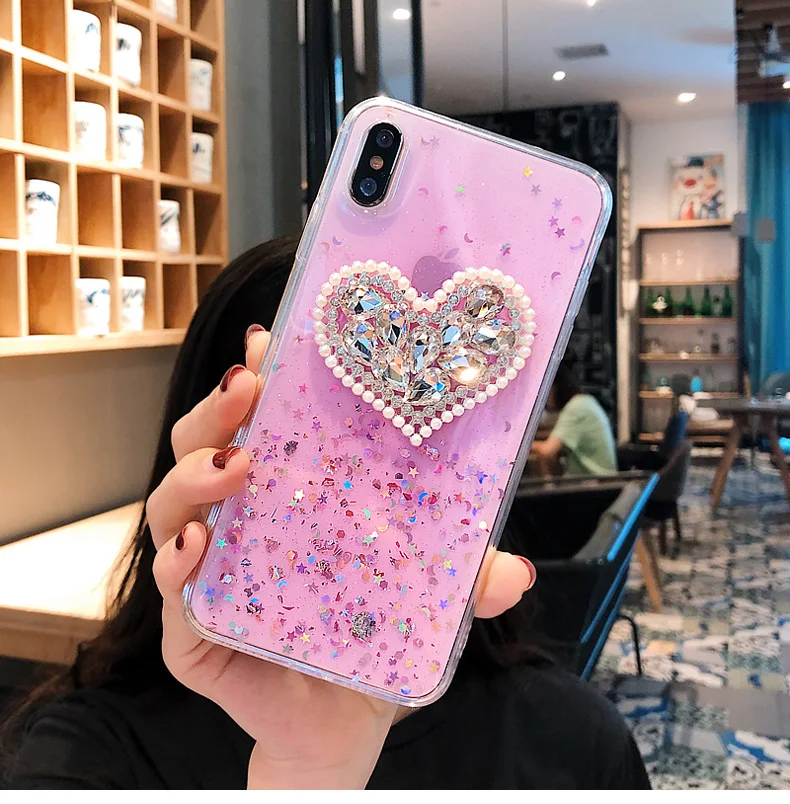 Роскошный модный милый блестящий чехол с кристаллами для Iphone 12 Mini 11 Pro XS Max XR X 8 7 6 6S