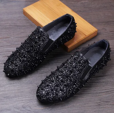 European and American style men's shoes flat rivets gold sets of small fashion Oxford | Обувь