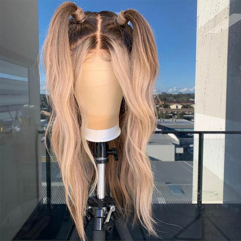 

Omber Blonde Lace Front Human Hair Wigs Glueless Pre-Plucked Brazilian Hair Wigs With Baby Hair For Women 150 Density Wavy