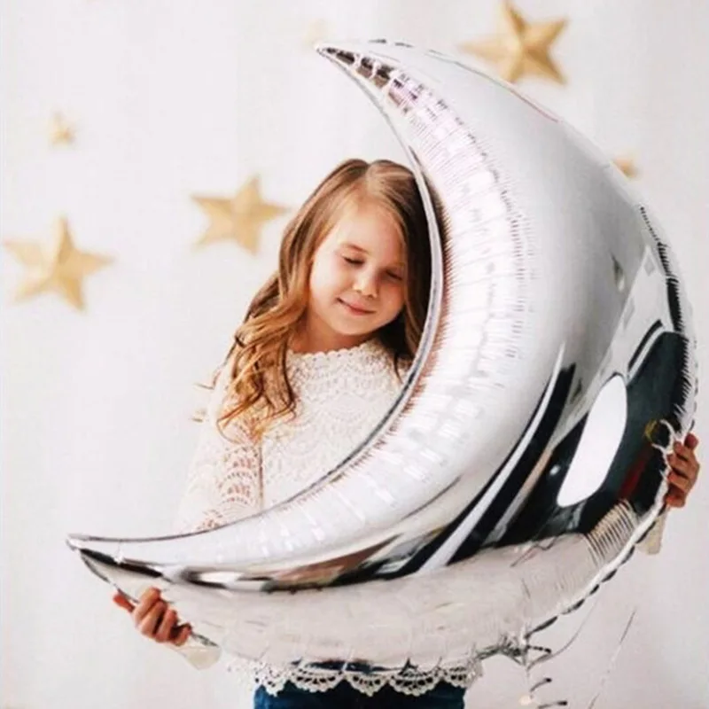 

22 inch moon star aluminum foil balloon Baby Shower birthday party Decorations Helium Balloons Kids Toy Globos Wedding Festival