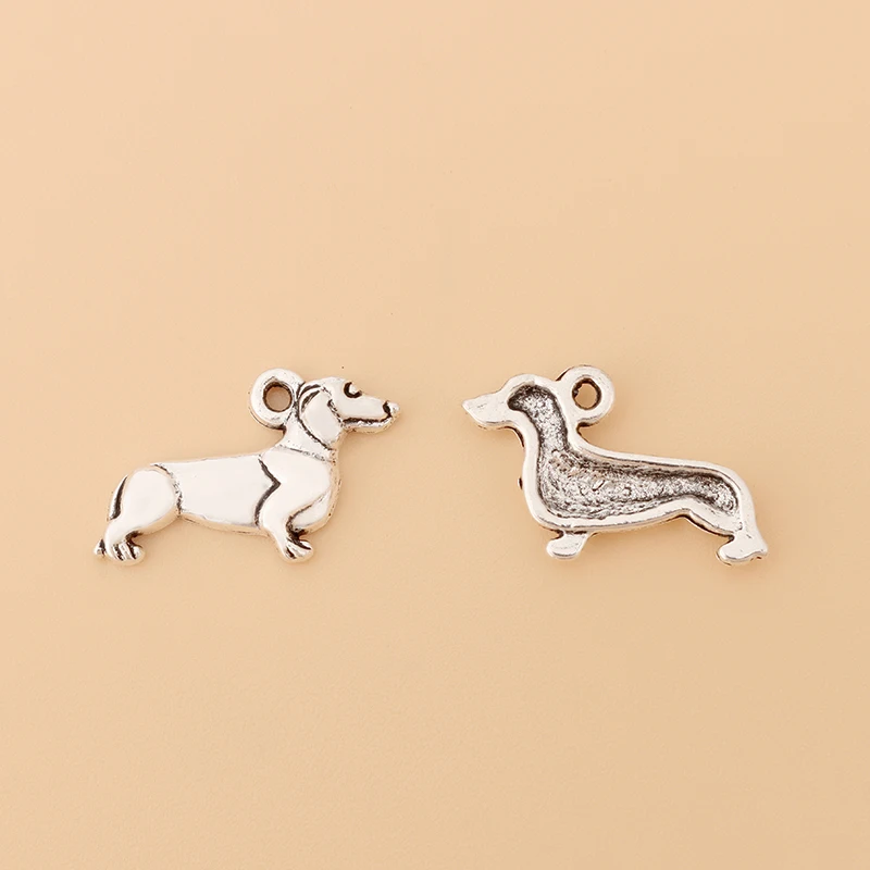 

50pcs/Lot Tibetan Silver Dog Dachshund Charms Pendants Beads for Necklace Bracelet Jewelry Making Accessories
