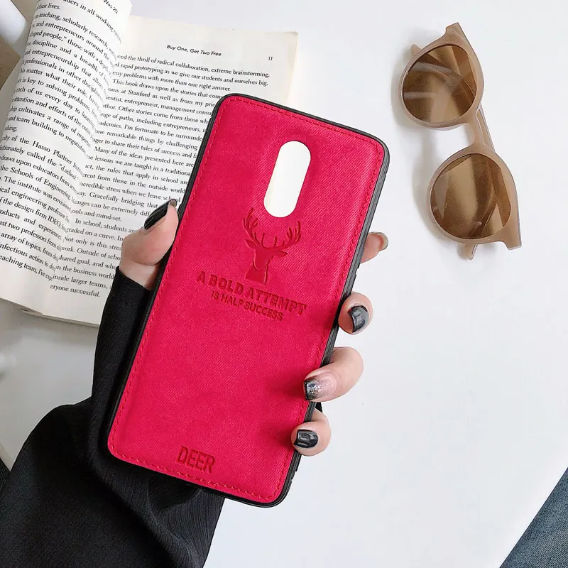 Red Роскошный чехол с рисунком лося для OnePlus 7T 7 Pro 6T 5T 5 6 Hybrid TPU+ тканевый тонкий мягкий чехол для One Plus 7 Pro 6T 5T - Цвет: Red