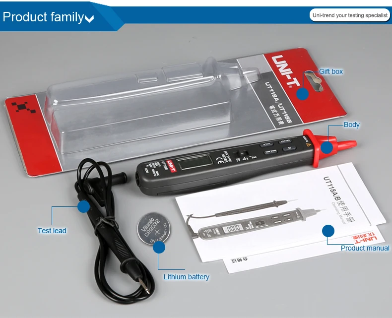 UT118B Pen Type Digital Multimeter Auto SCAN LCD backlight Non-Contact Voltage Detection 3000-Bit Counting Function AC/DC