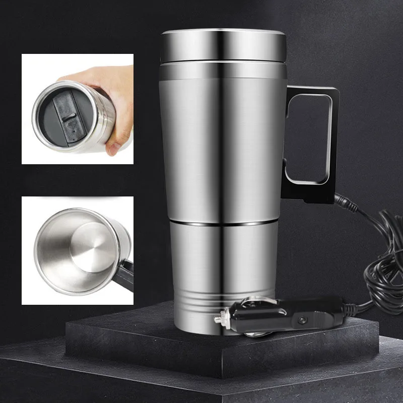 

12/24V Stainless Steel Car Heating Cup Milk Hot Water Coffee Tea Thermal Mug for Traveling Camping Vehicle Heating Cup