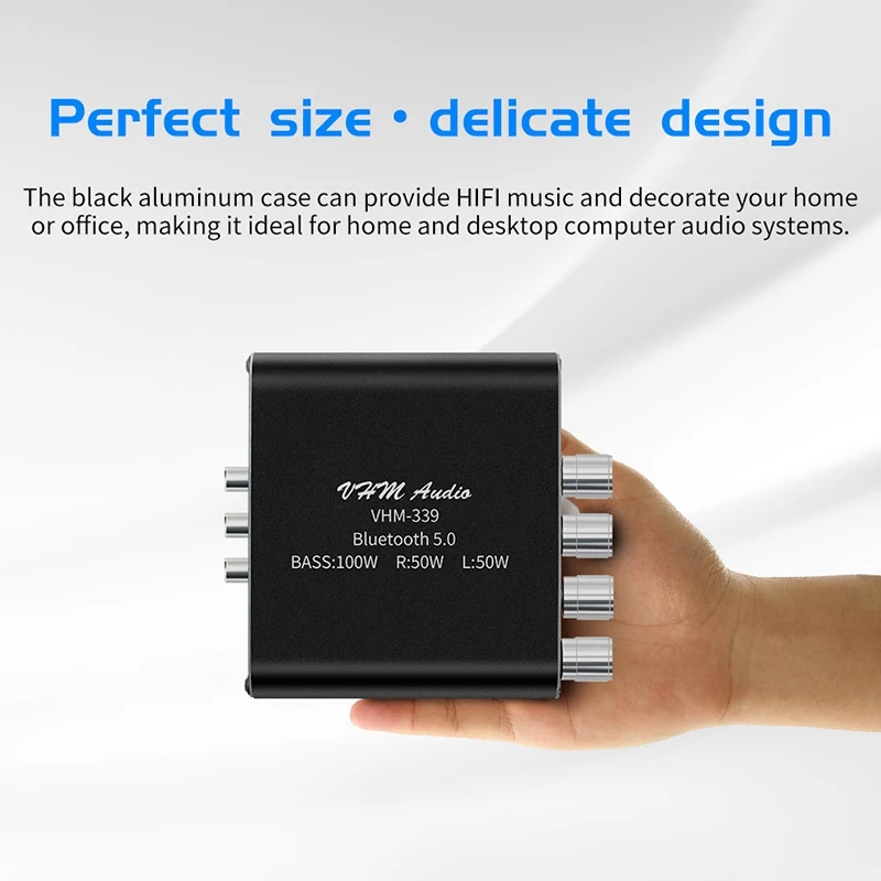 

VHM339 Bluetooth 5.0 TPA3116D2 HIFI Digital Power Amplifier 2.1 Channel 2X50W+100W Stereo Audio Amplifier Amp Board