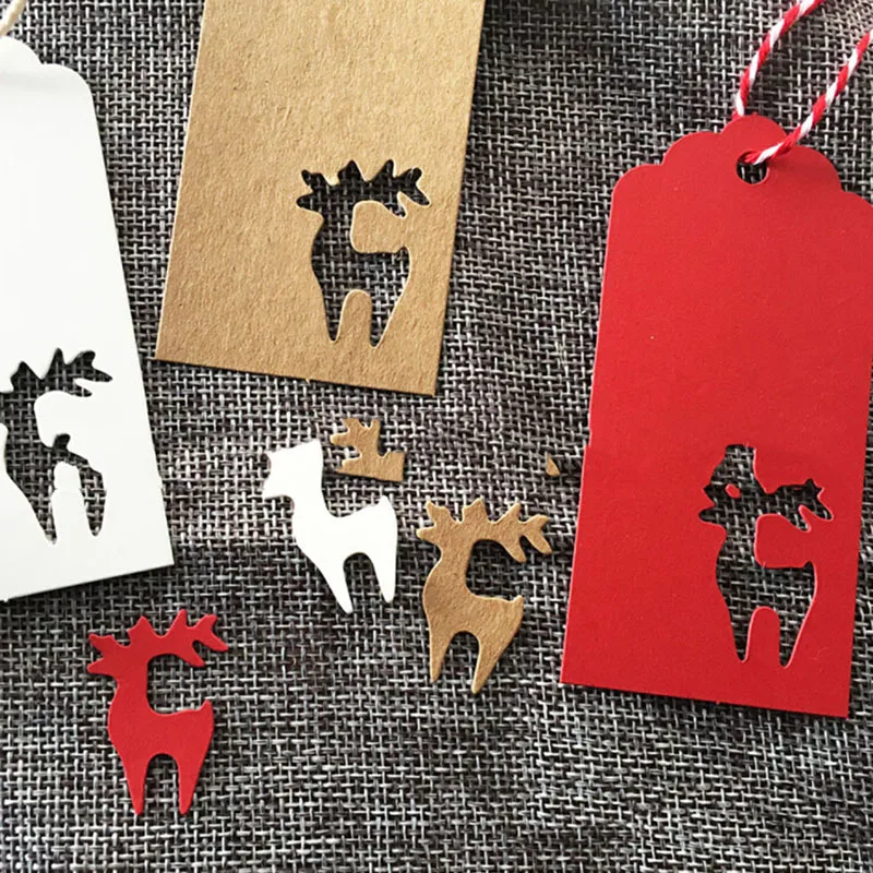 100 шт. рождественский подарок крафт бумага бирки бумажные снежинка лось