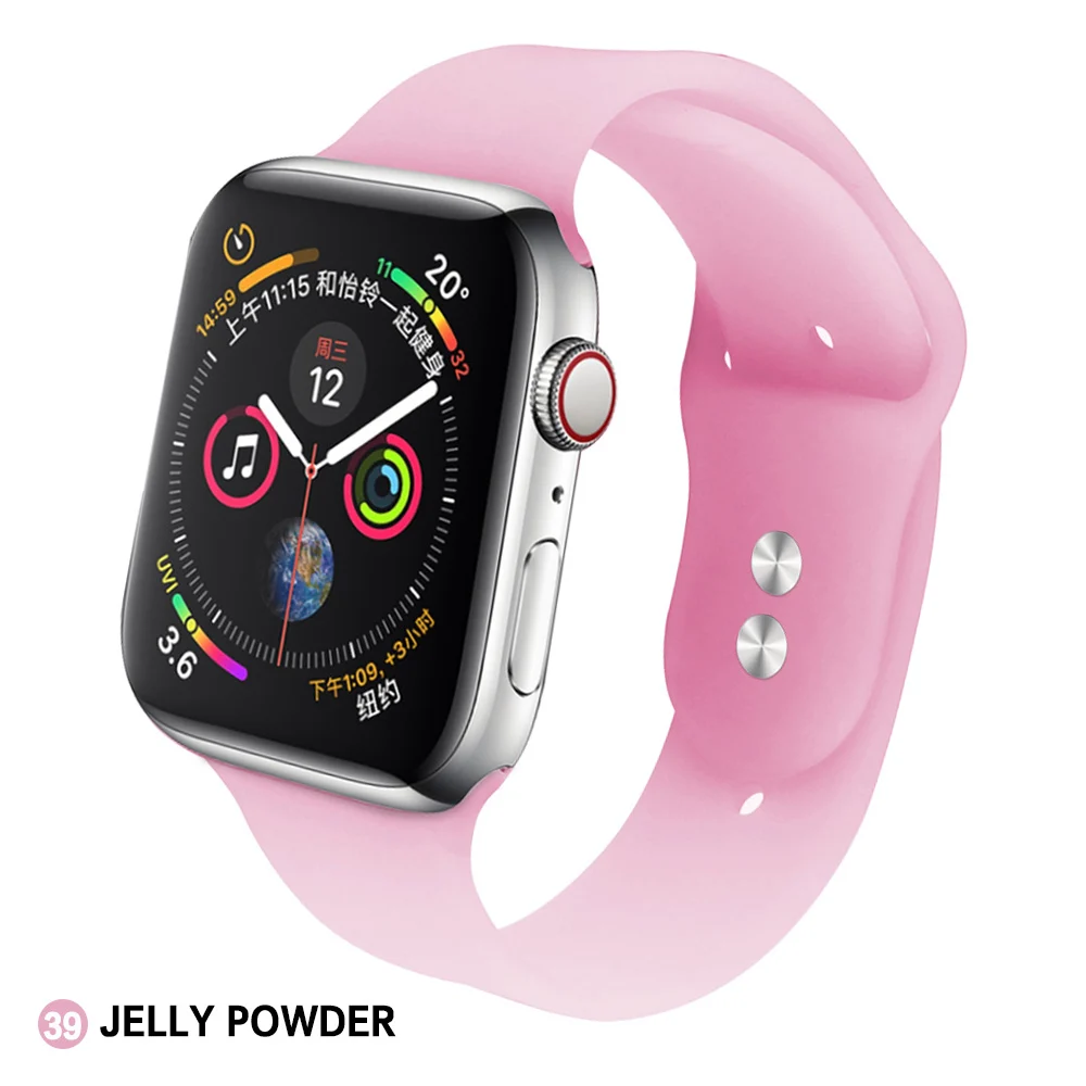 Мягкий силиконовый сменный спортивный ремешок для 38 мм Apple Watch Series1 2 3 4 5 42 мм ремешок для наручных браслетов для iWatch Sports Edition - Цвет ремешка: Jelly powder