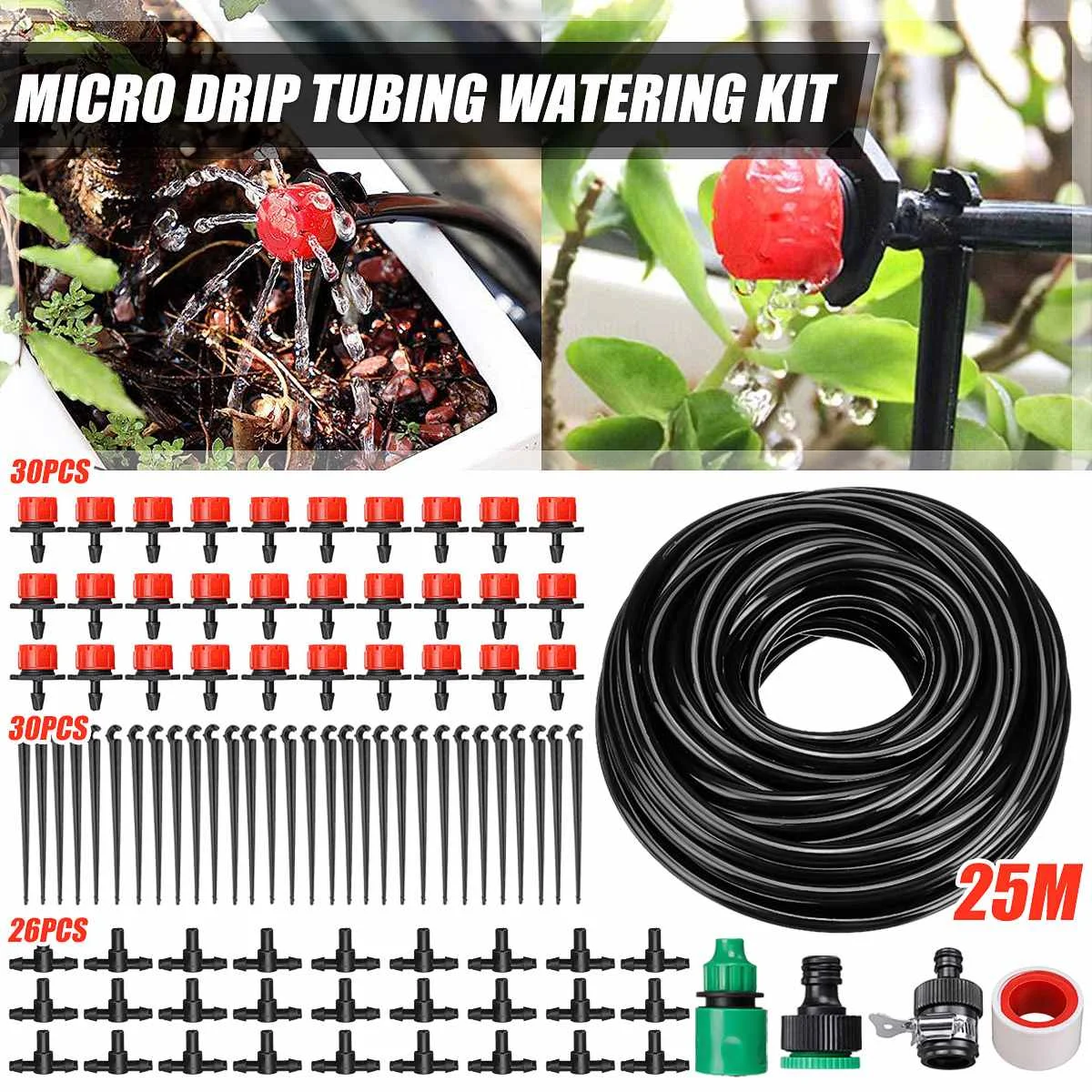 

10/25M DIY Micro Drip Irrigation System Automatic Micro Sprinkler Watering Irrigation System Garden Hose Dripper Connector Kits