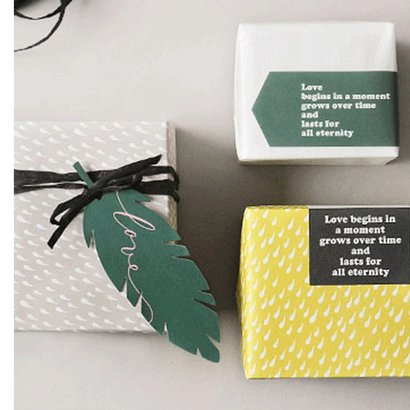 100 шт. зеленый бумажный лист подарочных бирок любовь бирки для свадебных