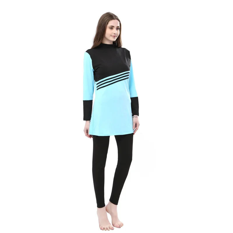 HAOFAN long sleeve Muslim ladies swimwear nylon burkini swim maillot de bain femme musulmane 2-piece set | Спорт и развлечения