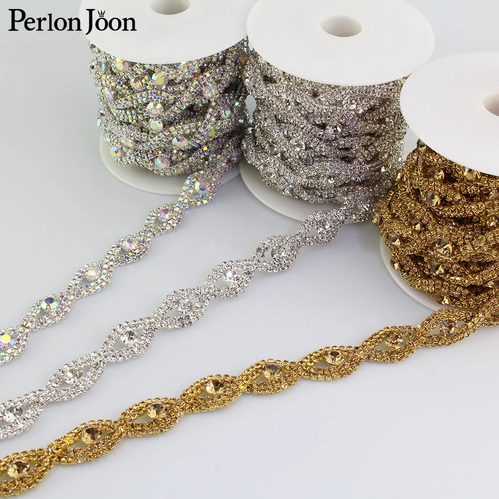 1 ярд овальной формы глаз массив Кристалл Стразы отделка ленты металлическая