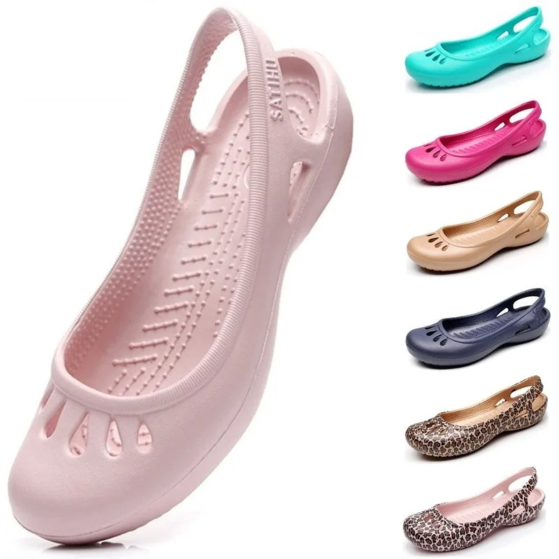 

New Women Jelly Clogs Non-slip Home Sandals Plastic Flat Slippers Waterproof EVA Garden Footwear