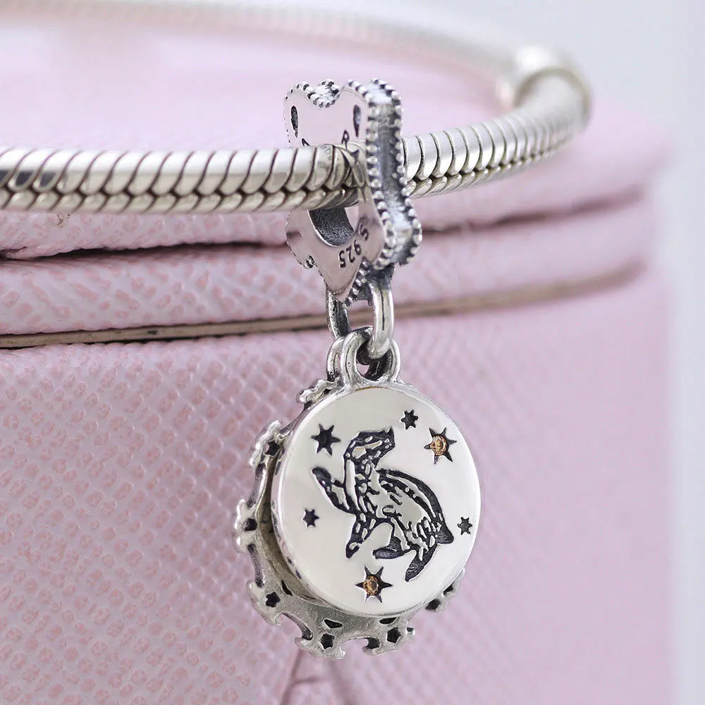 

925 Sterling Silver Magic School Hufflepuff Dangle Pendant Charm Bead For Pandora European Bracelet