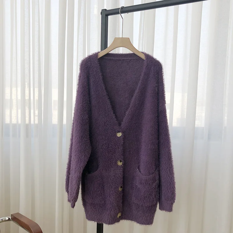 Elegant Fluffy Women's Faux Fur Coat Korean Streetwear Autumn And Winter Warm Plush Teddy Coat Women Loose Oversize Sweater