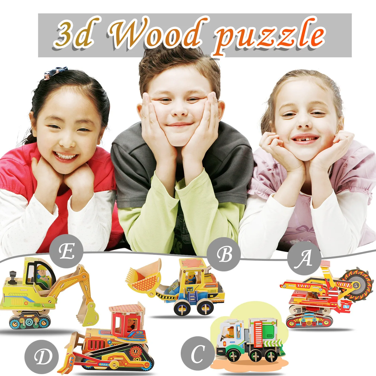 

Montessori Детские DIY 3D ручной работы из дерева с автомобилем из мультфильма головоломки интерактивные Обучающие Игрушки для раннего развития д...