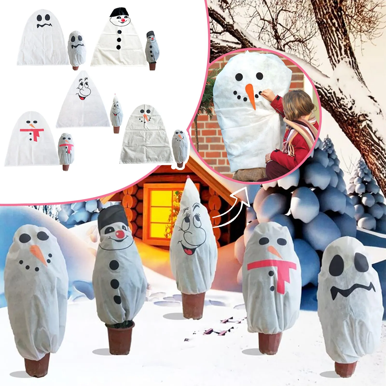 Защитный чехол для растений из нетканого материала на зиму с рождественской