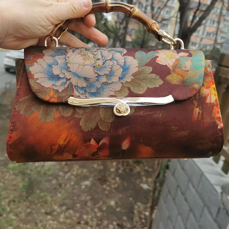 

New Product Retro Bag Country Tide Antique Fragrant Cloud Yarn Cheongsam Bag Female Mother Bag Chinese Style Handbag Gift