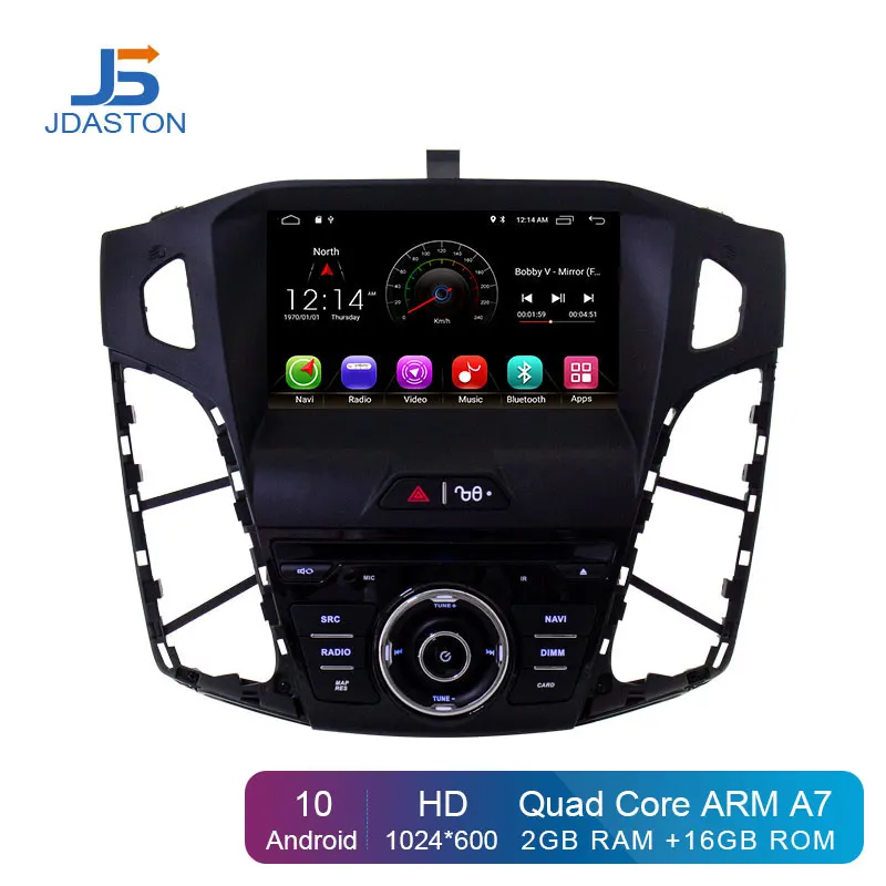 JDASTON Android 10 машинный DVD проигрыватель для Ford Focus 2011 2012 2013 WI-FI gps навигации 1 Din Автомобильный Радио стерео Мультимедиа