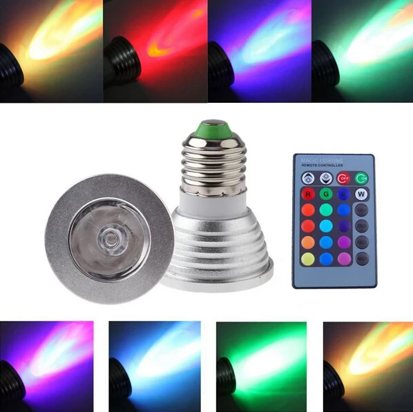 Низкая цена E27 E14 LED RGB лампа AC110V 220V 5W точечное освещение с регулируемой яркостью