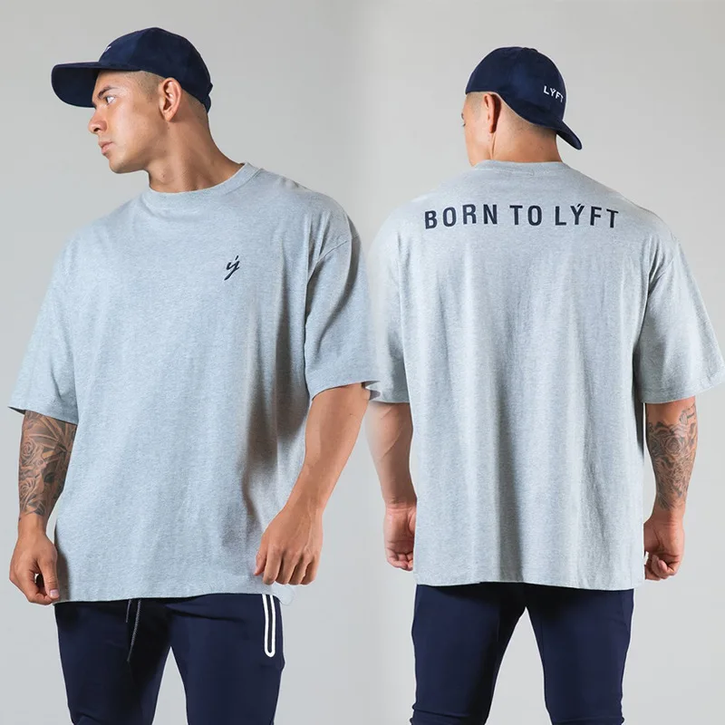 

2021New Gyms T-shirt Men Short sleeve Cotton T-shirt Casual Loose tshirt Fitness Bodybuilding Workout Tee Tops Summer clothing