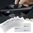 8 шт., прозрачные наклейки на дверную ручку автомобиля, для Lada Sedan Largus Kalina Granta Vesta XRay Et, автомобильные аксессуары