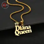 Goxijite Мода из нержавеющей стали пользовательское имя подойдет в качестве подарка как для мужчин, так и для женщин на заказ большие первоначальный кулон-табличка с именем ожерелья ювелирных изделий