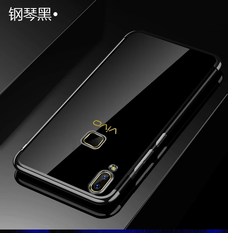 Черный UPaitou Роскошный чехол для VIVO Z5X Z3i Z1 Pro Y97 Y95 Y93 Lite Y85 Y83 Y81 Y79 Y69 Y67 Y66 Y65 чехол из силикона и ТПУ прозрачный чехол - Цвет: Черный