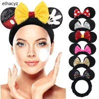 wash face hair holder hairbands soft warm coral fleece bow mouse ears headband for women girls turban 2021 hair accessories