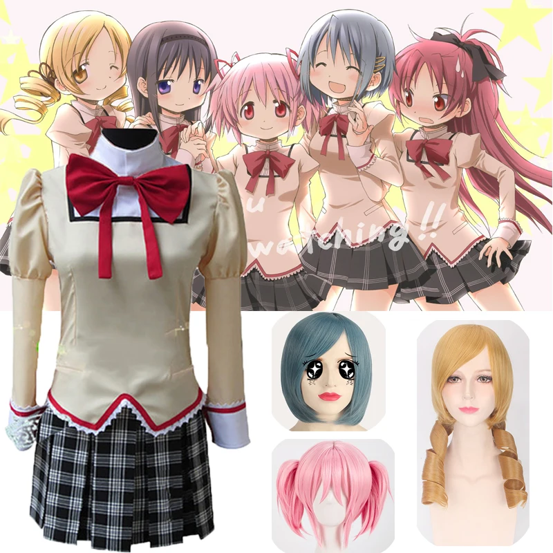 Puella Magi Madoka Magica Kaname /Akemi Homura Miki Sayaka Tomoe Mami Школьная форма аниме косплей костюмы |