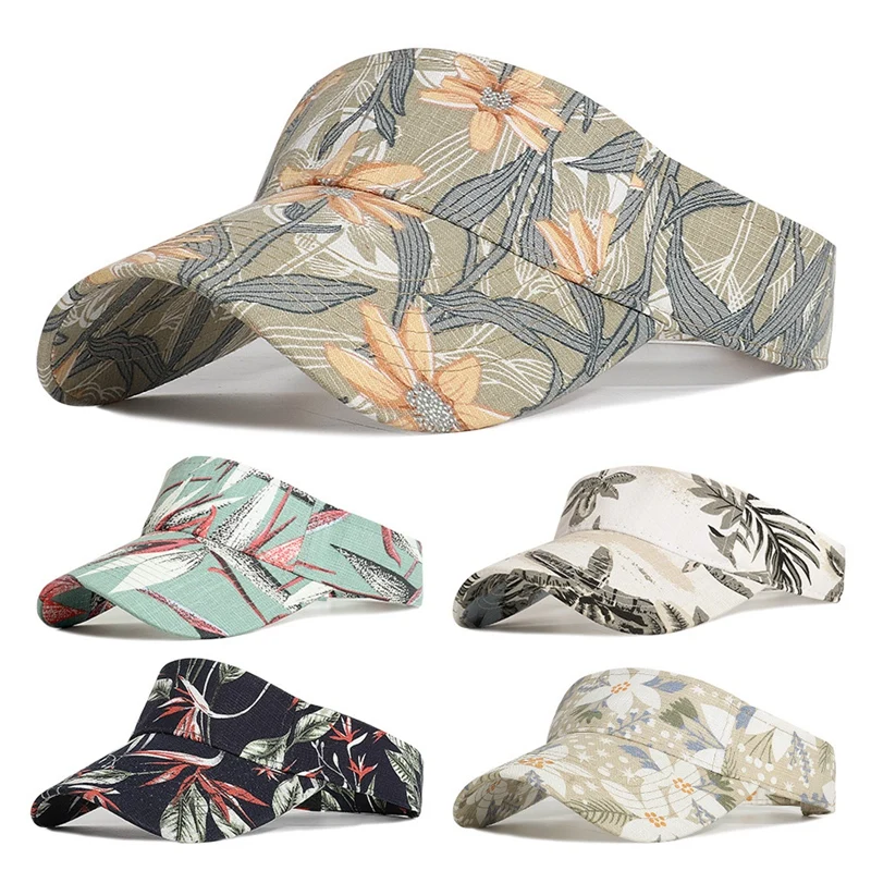 

Cotton Sports Caps Unisex Empty Sun Hat Washed Canvas Visor Printed Cap Adjustable Men Women Casual Hats