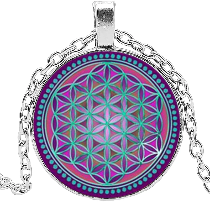 2019 Новая модная жизнь цветок ожерелье Йога чакра кулон Мандала модные стеклянные