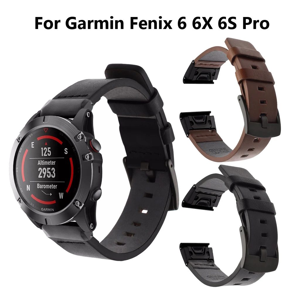 Ремешок для часов 26 22 20 мм ремешок для Garmin Fenix 5X6X6 6S Pro 5 5S Plus 3 3HR часы быстросъемный кожаный ремешок Easyfit