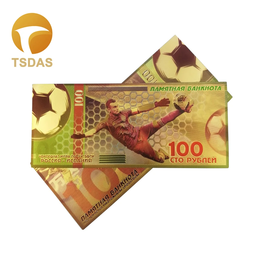 Цветные русские банкноты 100 рублей в 24k позолоченные сувениры для футбольных